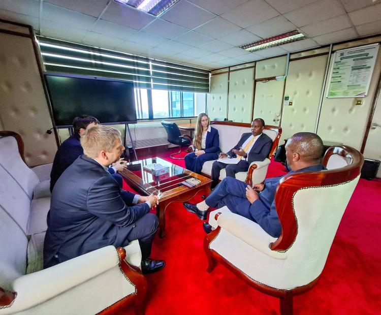 Forestry Principal Secretary Mr. Gitonga Mugambi hosts a delegation from the United Nations Framework Convention on Climate Change (UNFCCC), led by Mr. Dirk Nemitz, during a meeting on the final preparations for the REDD+ Global Summit 2026 in Nairobi.